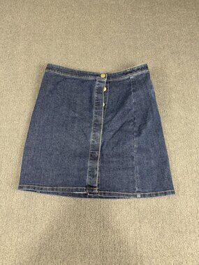 Loft Outlet Womens Denim Button-Front Mini Skirt Size 8 Blue